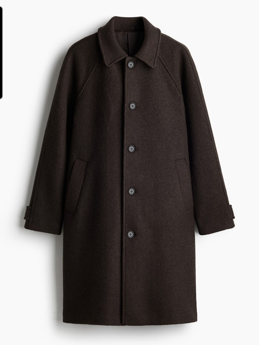 H&M Dark Brown Wool-Blend Car Coat Sz Large Oversized